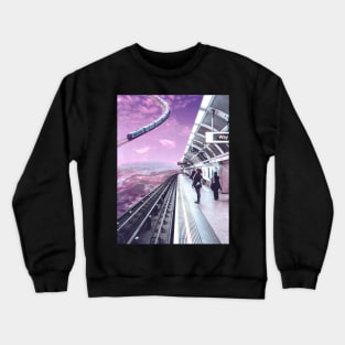 Sky Train - Space Aesthetic, Retro Futurism, Sci Fi Crewneck Sweatshirt